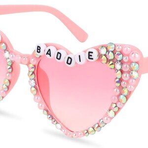 Heart Sunglasses BIRRHDAY BADDIE Glasses for Women Girls Sunglasses for Birthday